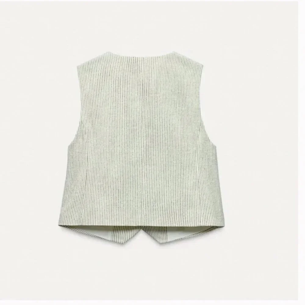 Zara Pinstriped Matching vest and jean set - size L